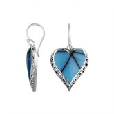AE-6196-TQ Sterling Silver Heart Shape Earring With Turquoise Jewelry Bali Designs Inc